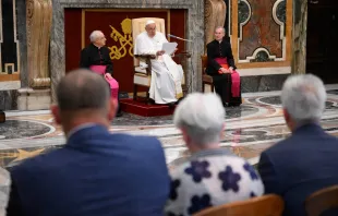 El Papa Francisco en la audiencia con la Delegación del Instituto de Educación Superior “Merrimack College” Crédito: Vatican Media