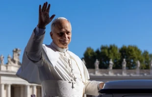 El Papa León XIV durante la audiencia jubilar de este 27 de septiembre. Crédito: Daniel Ibáñez/EWTN.