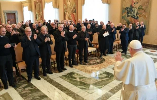 Audiencia del Papa Francisco con miembros del Instituto Secular de Sacerdotes Misioneros de la Realeza de Cristo, Crédito: Vatican Media