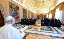 León XIV en audiencia con los participantes del Capítulo General de la Congregación Vallombrosa de la Orden de San Benito.