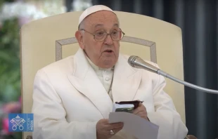 El Papa Francisco muestra los objetos personales de un soldado ucraniano muerto en la guerra con 23 años Crédito: Captura de pantalla de Vatican Media