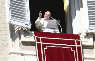El Papa Francisco saluda a los fieles congregados en la Plaza de San Pedro para el rezo del Ángelus, en la Solemnidad de Todos los Santos. Crédito: Vatican Media.
