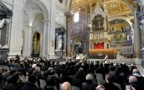 Papa Francisco en encuentro privado con el clero de Roma, este 13 de enero.