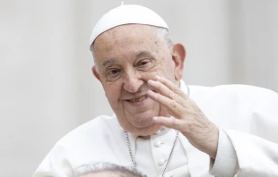 El Papa Francisco en la Plaza de San Pedro en el Vaticano. Crédito: Daniel Ibáñez / EWTN News.