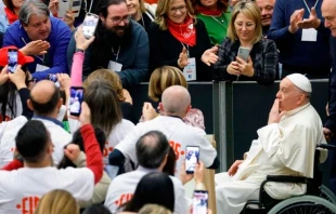 El Papa Francisco en la audiencia con los miembros de FIDAS en el Aula Pablo VI del Vaticano. Crédito: Vatican News.