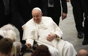 El Papa Francisco en una audiencia general en el Vaticano. Crédito: Elizabeth Alva / EWTN News.