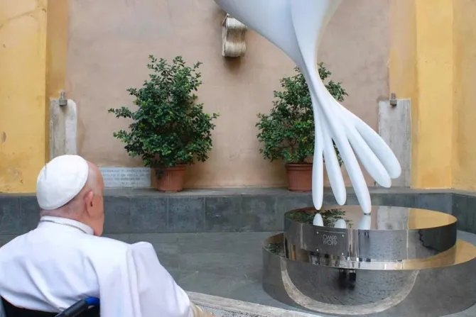 El Papa Francisco bendice a escultura por la paz en el Vaticano