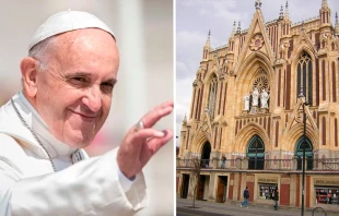 El Papa Francisco - Iglesia Nuestra Señora del Rosario de Chiquinquirá (Bogotá). Créditos: Daniel Ibáñez (ACI) - Andrés Tobón (Wikipedia - CC-BY-SA-2.0).