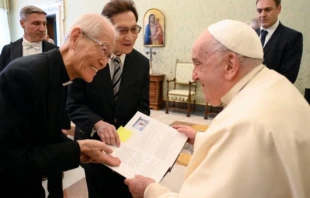 Encuentro del Papa Francisco con miembros de la Hidden Christian Research Association de Japón, el 30 de noviembre. Crédito: Vatican Media.