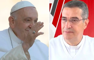 El Papa Francisco y el P. Juan Manuel Toro Vallejo. Créditos: Daniel Ibáñez (ACI) - CEC.