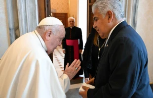 Encuentro del Papa Francisco con el presidente de Panamá, José Raúl Mulino Quintero, este 25 de enero. Crédito: Vatican Media.