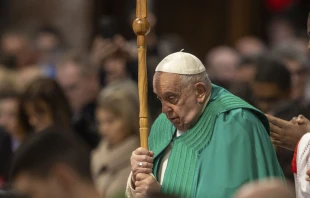 El Papa Francisco durante la Misa de la Jornada Mundial de los Pobres el domingo 17 de noviembre en el Vaticano. Crédito: Daniel Ibáñez / EWTN News.