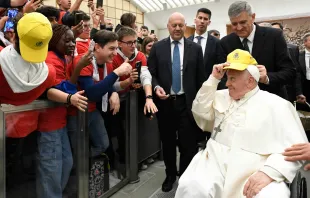Imagen del Papa Francisco durante una audiencia con jóvenes Crédito: Vatican Media
