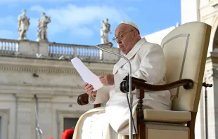 El Papa Francisco lee su catequesis durante la Audiencia General de este miércoles 24 de abril Crédito: Vatican Media