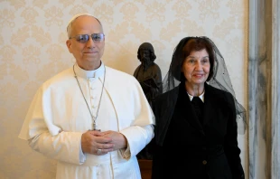 Papa León XIV con Gordana Siljanovska Davkova este 26 de mayo Crédito: Vatican Media