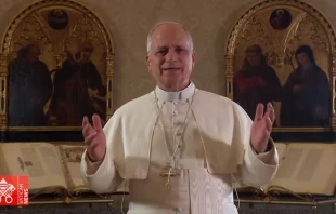 El Papa León XIV en el video mensaje enviado hoy a España. Crédito: Vatican News.