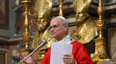 El Papa León XIV en la Misa con los Agustinos en Roma este lunes 1 de septiembre. 01092025