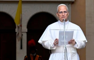 El Papa León XIV durante el rezo del Angelus el domingo 17 de agosto en Castel Gandolfo. Crédito: Vatican Media
