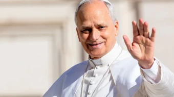 El Papa León XIV en una audiencia general el Vaticano.