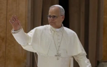 El Papa León XIV en el Aula Pablo VI en el Vaticano.