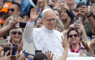 El Papa León XIV en el Vaticano. Crédito: Daniel Ibáñez / EWTN News.