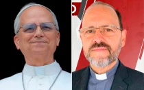 El Papa León XIV y el obispo electo de Vélez (Colombia), P. José Camilo Arbeláez.