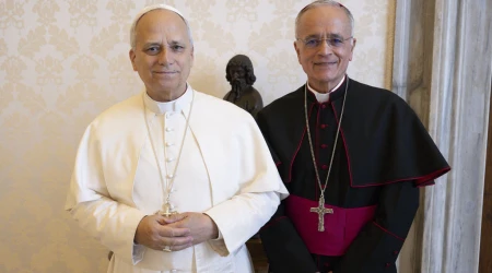El Papa León XIV y el obispo Silvio Báez en el Vaticano.