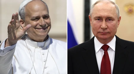El Papa León XIV y Vladimir Putin, presidente de Rusia 04062025
