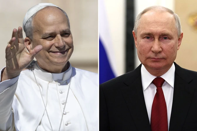 El Papa León XIV y Vladimir Putin, presidente de Rusia 04062025