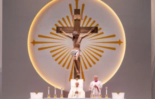 El Papa Francisco preside la Misa desde Singapur este 12 de septiembre Crédito: Daniel Ibáñez/ EWTN News