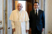 Imagen del Papa Francisco con el presidente de Ecuador este 13 de mayo