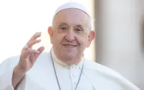 El Papa Francisco saluda en la Audiencia General de este 8 de noviembre