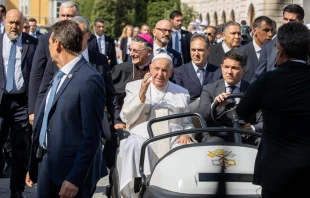 El Papa Francisco durante su visita a Trieste Crédito: Daniel Ibáñez/EWTN News
