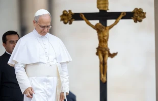 El Papa, en la Plaza de San Pedro Crédito: Daniel Ibañez/ EWTN News