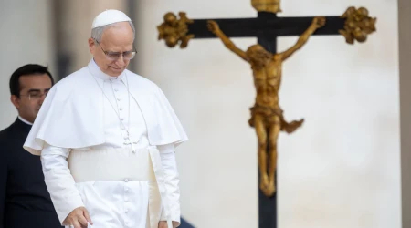 El Papa en la Plaza de San Pedro Crédito: Daniel Ibañez/ EWTN News