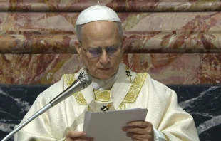 El Papa lee la homilía Crédito: captura de pantalla Vatican Media
