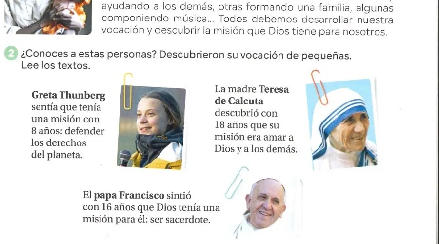 Libro de religión compara “vocación” de  Greta Thunberg con el Papa y la Madre Teresa