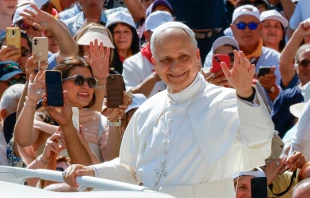 El Papa León XIV espera a los fieles a su llegada para su audiencia general semanal en la Plaza de San Pedro, 4 de junio de 2025. Crédito: Riccardo De Luca - Update - Shutterstock