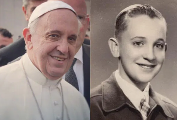Papa Francisco actualmente y el joven Jorge Mario Bergoglio.