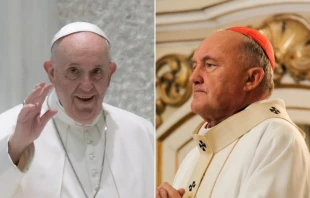 Papa Francisco y Cardenal Kazimierz Nycz. Crédito: Daniel Ibáñez - EWTN News | Piotr Rymuza - Wikimedia Commons (CC BY-SA 3.0)