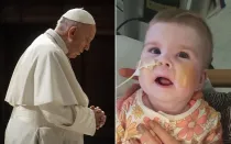 Papa Francisco / Indi Gregory, nacida en febrero y bautizada en septiembre, sufre una rara enfermedad mitocondrial degenerativa y ha estado recibiendo tratamiento de soporte vital con un ventilador en el Queen's Medical Center en Nottingham, Inglaterra.