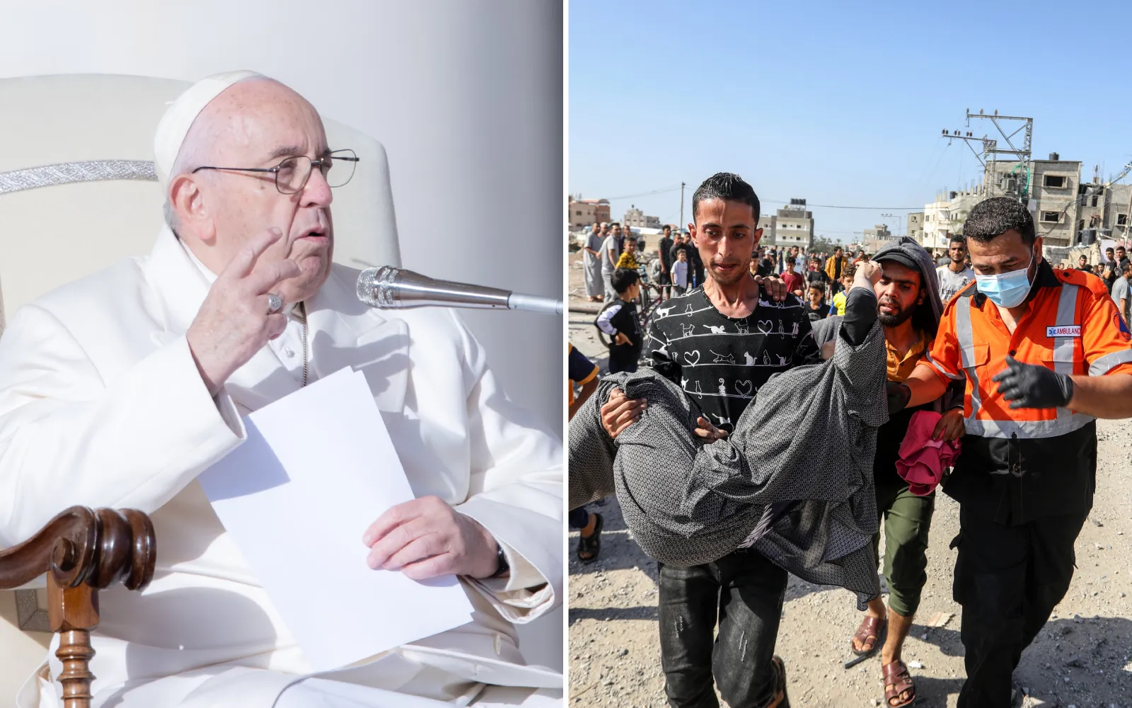 Papa Francisco / Heridos tras un ataque aéreo israelí a la ciudad de Rafah, en el sur de la Franja de Gaza, el 10 de noviembre de 2023.?w=200&h=150