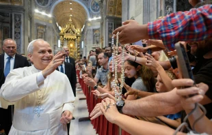 El Papa León XIV durante la audiencia general del 20 de agosto de 2025. Crédito: Vatican Media