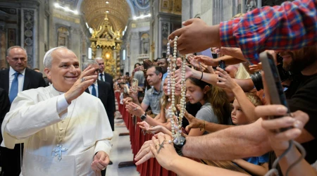 El Papa León XIV durante la audiencia general del 20 de agosto de 2025.