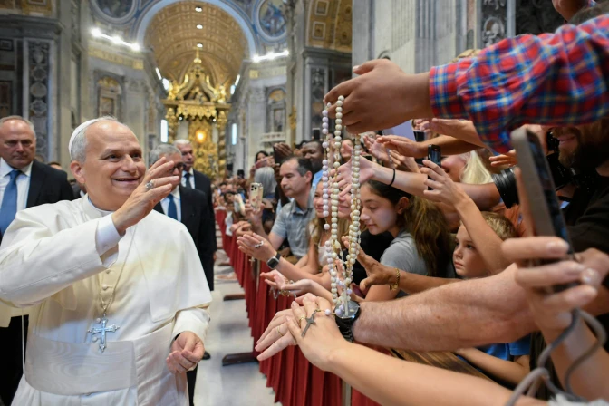 El Papa León XIV durante la audiencia general del 20 de agosto de 2025.