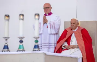 El Papa Francisco celebra la Misa de Víspera de Pentecostés en Verona. Crédito: Daniel Ibáñez / ACI Prensa.