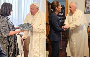 Papa Francisco recibe a candidatas a presidencia de México. Crédito: Xóchitl Gálvez y Claudia Sheinbaum