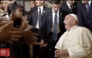 El Papa Francisco reconoce a una niña indonesia entre la multitud Crédito: Captura de Vatican Media
