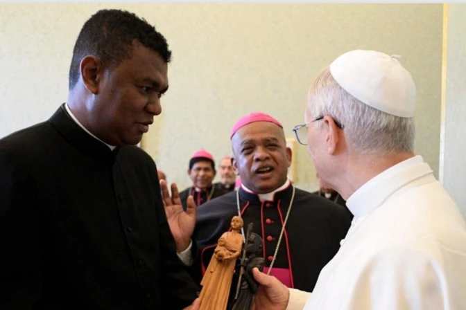 El Papa León XIV con obispos de Madagascar el pasado junio