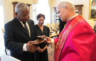 El Papa León XIV recibió a Wavel Ramkalawan, el presidente de la República de Seychelles. Crédito: Vatican Media